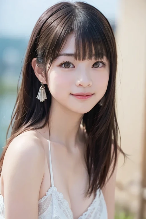 (((32k,high details,high detail、masterpiece,attention to detail,alone))),Raw photo & realistic atmosphere,beautiful dark blue eyes,detailed mouth,glossy lips,thin eyebrows,fine eyes、Soft white skin that shines in every detail、her deep black eyes are so beautiful,lip details、very beautiful face,very well-shaped face、lifelike face,shining beautiful lips,beautiful eyebrows,infinite reality, Realistic young gravure idol,she'she'she'she'she'she'very cute woman , young gravure idol, young gravure idol, Very beautiful and cute 21 year old beautiful girl,incredibly beautiful and classy,21 year old beautiful girl,natural soft light,(shiny hair,,Beautiful and kind eyes:1.5),gentle smile,good shape big breasts,medium long hair,tie hair,beautiful posture,no makeup,think ahead,bikini,whole body,Ocean, A little camera gaze,amazing naked,Clean naked,