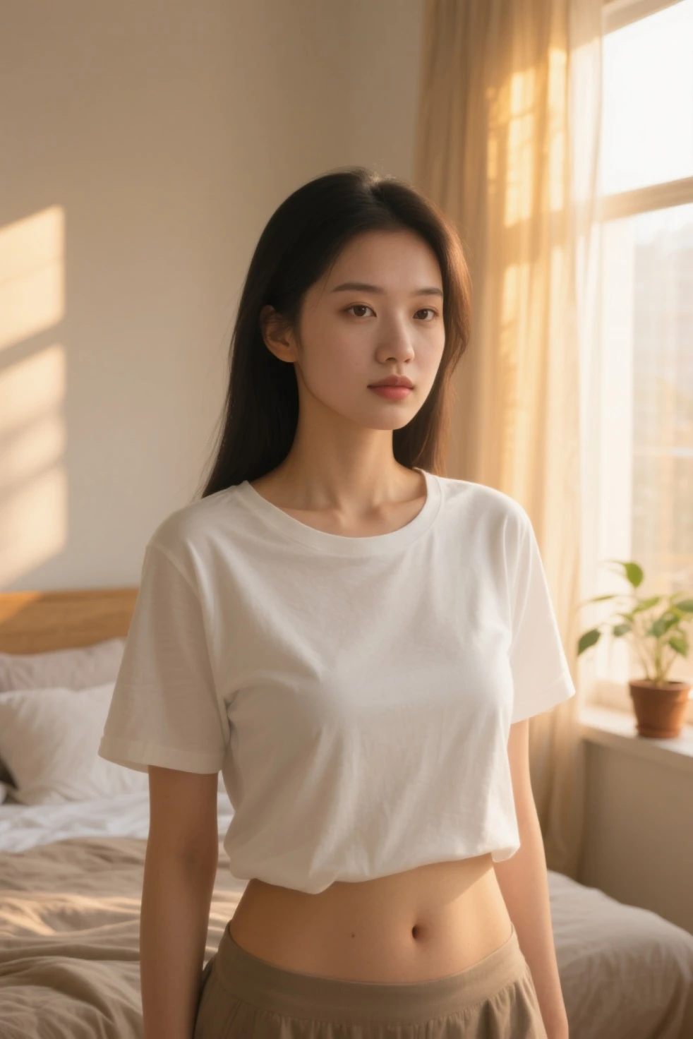 Jessica Henwick, black jaquet, white t-shirt, blue jeans, long black hair.