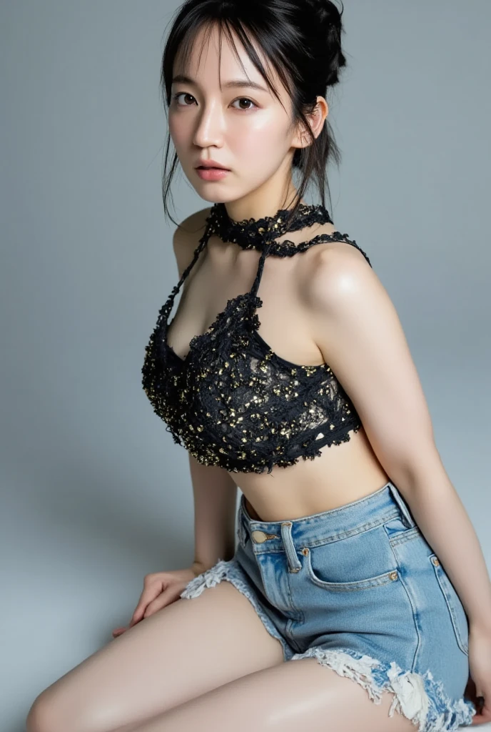 (8k、RAW Photos、highest quality、masterpiece:1.2)、(Realistic、Realistic)、1 Japanese girl、(((25 Years Old)))、(Short hair)、((Black Hair))、((Lingerie))、((Petite Woman))、skeletally correct
