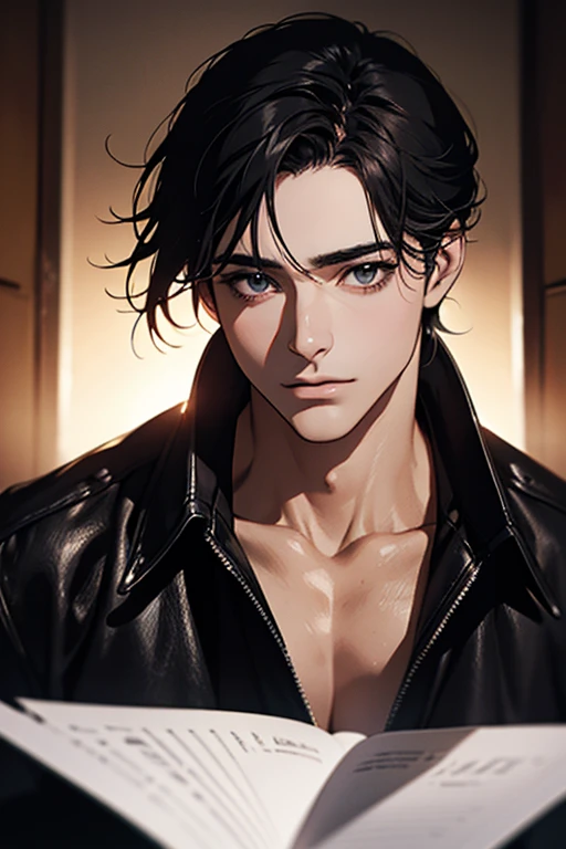 handsome man, black hair,