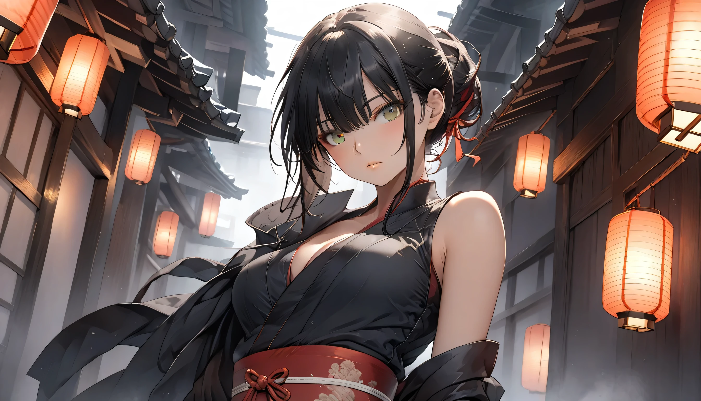 yukinoshita yukino, long hair, black hair, grey eyes, anatomically correct, breasts, epic art, fantasy, 1girl, breasts, solo, vastaya, cleavage, large_breasts, staff, choker, glow effects, godrays, Hand drawn, render, 8k, octane render, cinema 4d, blender, dark, atmospheric 4k ultra detailed, cinematic, Sharp focus, big depth of field, Masterpiece, colors, 3d octane render, 4k, concept art, trending on artstation, hyperrealistic, Vivid colors, extremely detailed CG unity 8k wallpaper, trending on CGSociety, Intricate, High Detail, dramatic, white dress, egyptian clothes maebari, bottomless, crotch plate, facing viewer, 