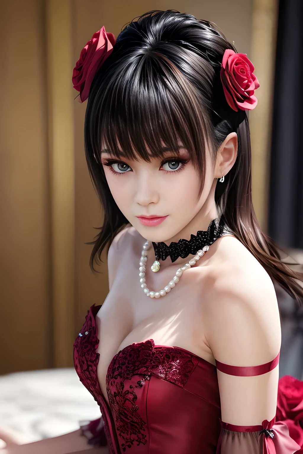 1girl, red dress, structured bodice, sweetheart neckline, delicate lace details, two-third length sleeves, glowing hair, purple hair, pink hair, huge breasts, lactation, starry background, elegance, magical atmosphere, (soft lighting: 1.5), serene, graceful, beautiful detailed eyes, beautiful detailed lips, extremely detailed face, long eyelashes, standing pose, (best quality, 4k, 8k, high resolution, masterpiece: 1.2), ultra detailed, (realistic, photo-realistic, photo-realistic: 1.37), vibrant colors,Focus on thighs and above,,nanami