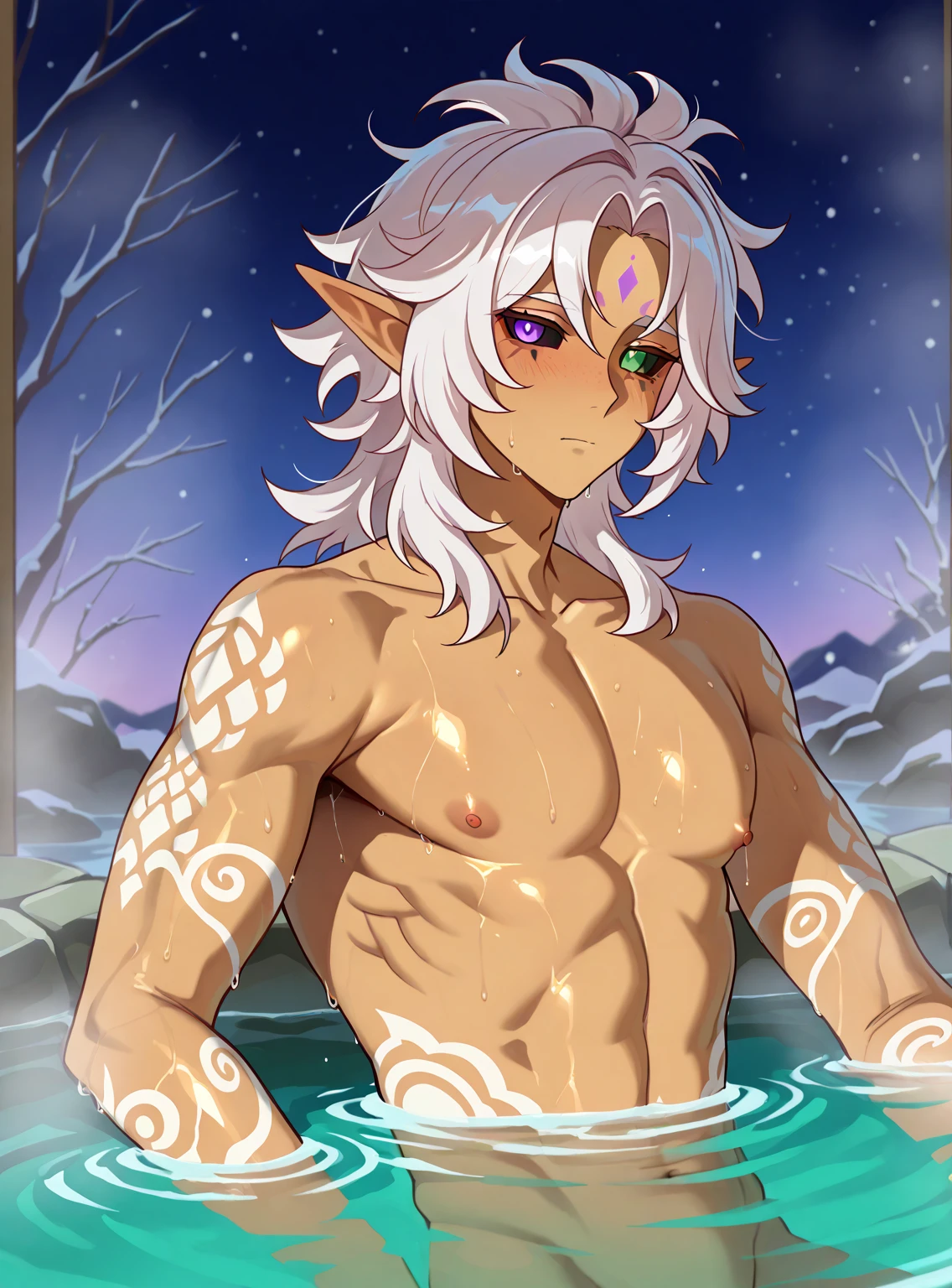 (Melhor qualidade, high resolution, ultra-detalhado), 1 , duende, vinte anos, cabelo roxo, olhos roxos, tamanho colossal, corpo magro, nu, Pau macio, Lascivo, sedutor, sexual, grinalda, cachoeira de vinho, deus do vinho, montanha de uvas, paisagem surreal, atmosfera de sonho, ethereal glow, magical atmosphere, sombras misteriosas, detalhes intrincados, cores vibrantes, elementos de fantasia, Divine Presence, beleza sobrenatural, movimentos graciosos, poderes sobrenaturais, charming expressions, extraordinary resources, pose hipnotizante