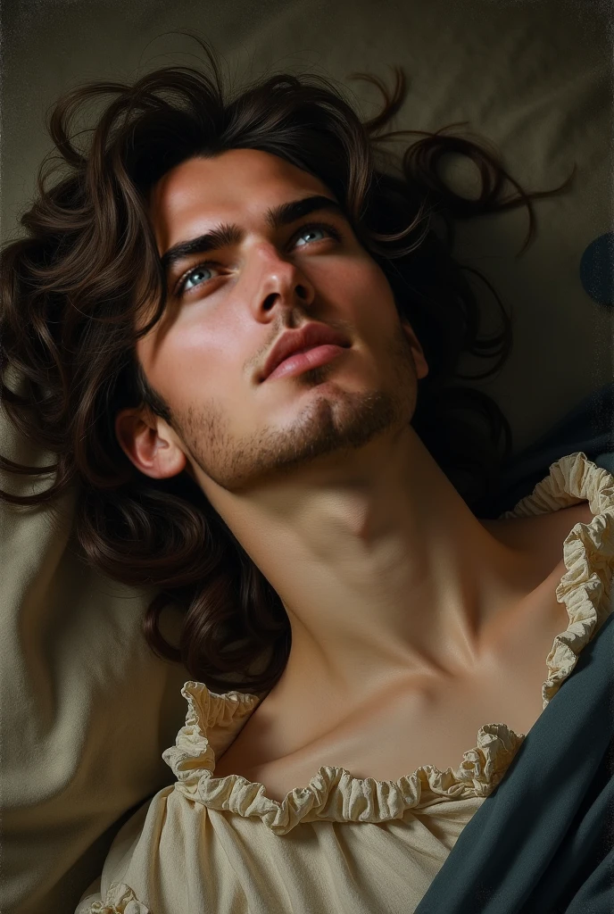 A photorealistic portrait of a shirtless, naked Henry Cavill, showing his armpits, lying on a bed, a Renaissance film still in the style of Zack Snyder, winner of the tumblr contest, hurufiyya, Renaissance painting, candles in the background, candlelight, cinematic lighting. photography, detailed symmetrical realistic face, extremely detailed natural texture, peach fuzz, long hair, masterpiece, absurdists, nikon d850 film stock photography, kodak portra 400 camera f1.6 lens, extremely detailed, amazing, fine details, hyper realistic texture, dramatic lighting, unrealengine, trend in artstation, cinestill 800 tungsten, looking at the viewer, realistic photo, RAW photo, TanvirTamim, high quality, Highres, sharp focus, extremely detailed, cinematic lighting, 8K UHD, -imagine- --auto --s2