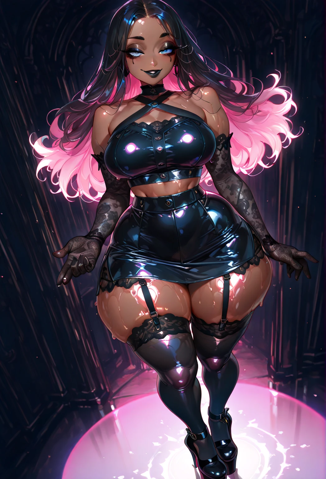((Best Quality)), ((Masterpiece)), ((Realistic)) and ultra-detailed photography of a 1nerdy girl with goth and neon colors. She has ((turquoise hair)), wears a small skimpy black bikini thong , ((beautiful and aesthetic)), muscular fit body abs, sexy, under-, hot
Bimbo, Kardashian
Princess, pink bedroom, sheer, stockings, dripping, pov, 3d bright