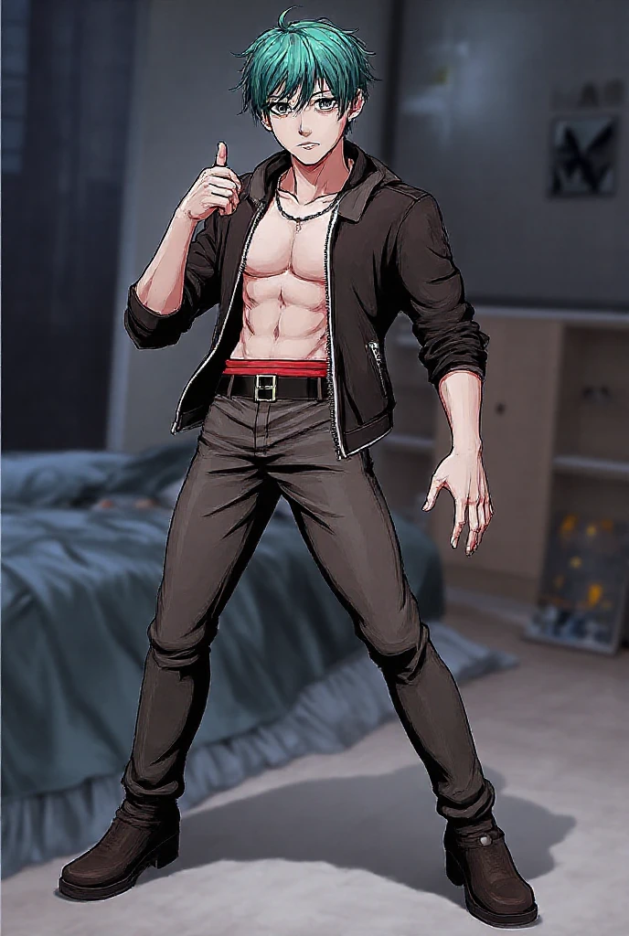 1boy, toned, red hair, slim, red eyes, HD, vibrant, masterpiece, full body view, looking towards camera