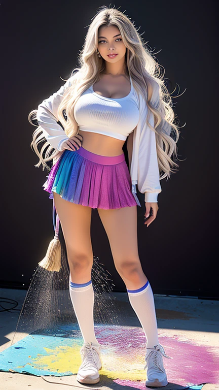 (((Sexy white teen (white girl) POV with boyfriend))), model like features, Caucasian girl with thick brunette dreadlocks, uneven large long dreadlocks, (((realistic brown matted dreadlock hair))), pale white skin, hippie girl, skimpy ((tie-dyed)) pastel colorful flare dress, she lifts her micro dress, (((butt and vagina from behind are visible through her sheer tan pantyhose))), classic tan brown shiny pantyhose, (((tan pantyhose cameltoe from behind))), sexy tan (flesh colored) pantyhose, tease, sexy girl looking back (((full face visible))) bending over and rubbing her pantyhose covered crotch on a dick, POV, (((POV male rubs his dick on her tan pantyhose covered crotch from behind))), flirty, standing at an outdoor concert, background is blurred out, UHD, photorealistic