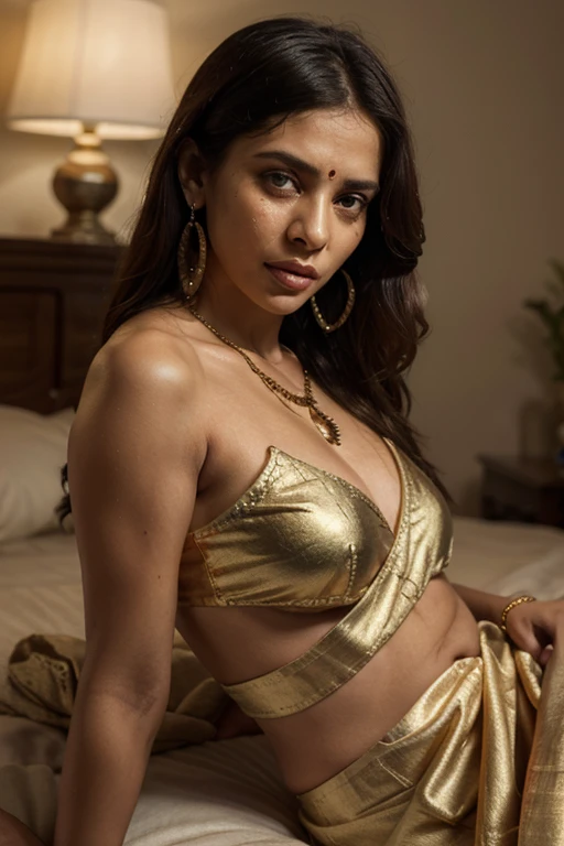 Hailee Steinfeld as a gorgeous Indian Empress wearing ((Black and Gold Kasavu Saree)); deep cleavage; ((ultra glossy lips)); ((Traditional Indian Makeup)); ultrarealistic skin, ultrarealistic face; ultrarealistic body; ((ultrarealistic gold ornaments)); ((Ultrarealistic Perky Round tits)); ((Perky Round breasts)); fully nude; coin slot pussy; detailed pussy; high resolution; detailed skin; ultra detailed eyes; ultra detailed face; ultra detailed lips; 4k resolution; Ultrarealistic Light Hazel Brown Eyes; both eyes are similar, thick eyebrows, heavily oiled shiny skin, slim athletic body, Ultrarealistic deep navel, Ultrarealistic toned abs, sexy seductive pose, Seductive smile, standing; looking at viewer, facing camera; full body photograph, DSLR photo; HDR, super-resolution, maximum clarity and sharpness, rule of thirds, 8k raw, reflections, sharp focus