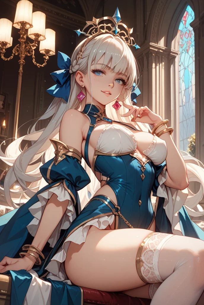 top-quality、Realistic、bule、large full breasts、Super huge、big eye、long lashes、Long upper eyelashes、voluminous eyelashes、Platinum Blonde Hair、Voluminous long hair、cute little、Extraordinary beauty、shining white skin、thighs thighs thighs thighs、thin arm、thin-waist、Big ass、Sensational poses、full body Esbian、Kamimei、Revealing costumes、submissive look、A smile、Flushed cheeks、Room with no lights、Sunlight shining through gaps、Eyes are hearts、Not wearing pants、Tremendously large breasts、Very short skirt