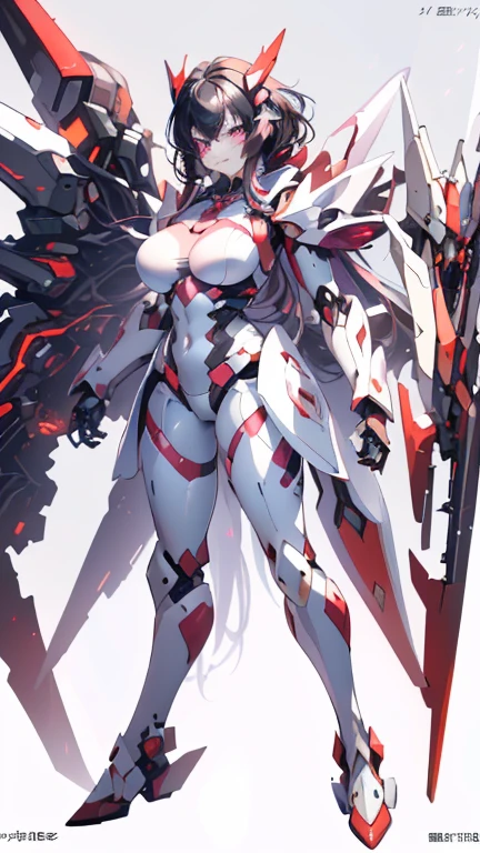 **(masterpiece), (best quality), (ultra-detailed), (masterpiece), (best quality), (ultra-detailed), 1girl, medium breasts, Chest reactor with orange glow, mech suit that fits body shape, pitch white hair, long hair, fluorescent hot orange eyes, (orange, black, white gradient:1.2), mechanical wings, lora:more\_details:1.5**