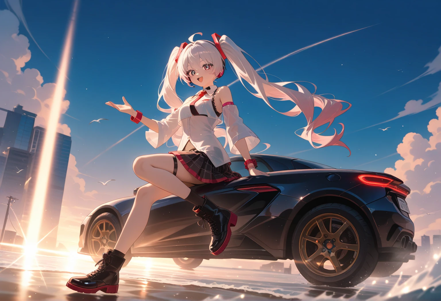 
quality\(masterpiece, best quality,8k,非常に精細なCGユニットのwallpaper,High resolution,top-quality,top-quality real texture skin,Surreal,Increase the resolution,RAW Photos,最高quality,Very detailedな,wallpaper\), break ,One person\(Little,Young、Innocent、So cute, Adorable, cute,Small child,,Little,大きな泣き顔cute泣き顔,女子中学生のRace Queen、Healthy tan、Lustrous skin、Race Queen\((((Small breasts\(Very detailed\)))),(red:1.3),(((Very large))),Too big,Smooth, Shiny,Absolute despair\),Highly revealing tube top、Enamel jacket,Big eyes,Eyes of the Universe,Long Hair,Sit on top of a sports car,Holding an apple\(Cosmic Hair,Short Hair、Layered Shaggy,\)\), break ,background\(Sit on the hood、Sweat、big parasol、Fascinates、Petals flowing in the wind、Flowers、Cars\((black:1.5),many kinds of Flowers,Beautiful moonlight shining through\),Best lighting,\),