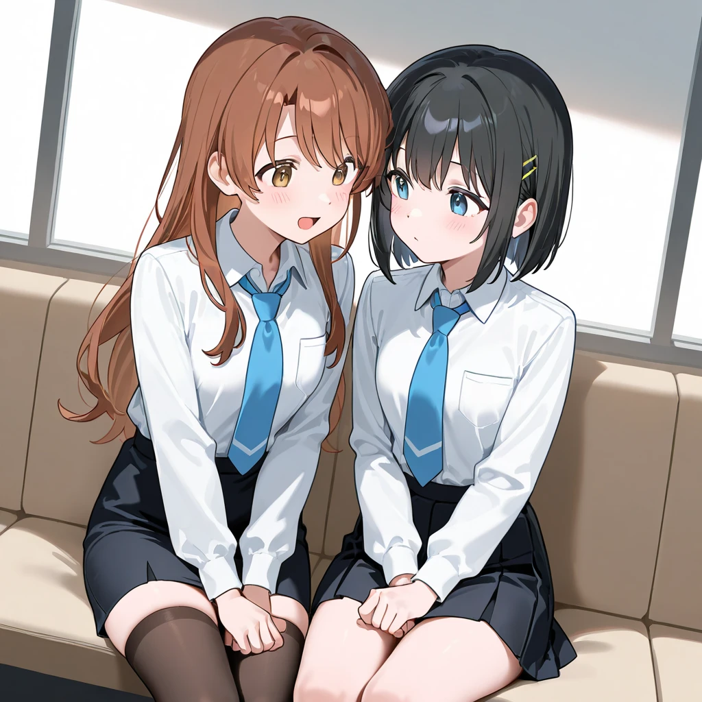 high school girl、Dressed in high 、School classroom、(Big Breasts)、((独奏))、alone、smirk,Cheek resting on hand、Crossing legs