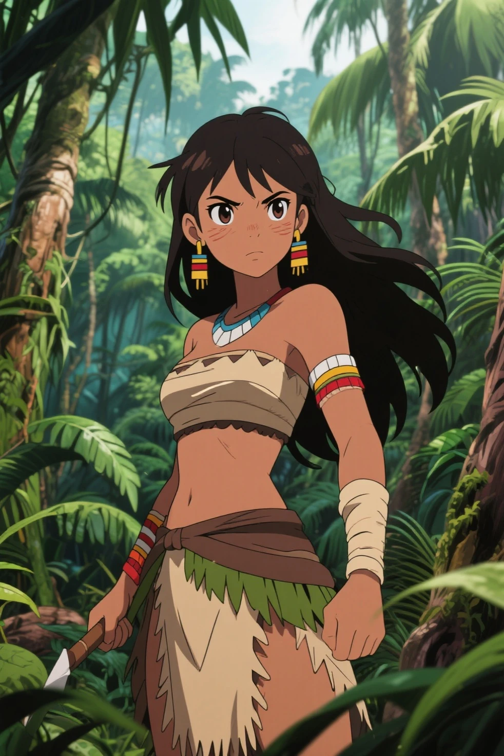 Amazon, warrior, woman, tribal, barefoot