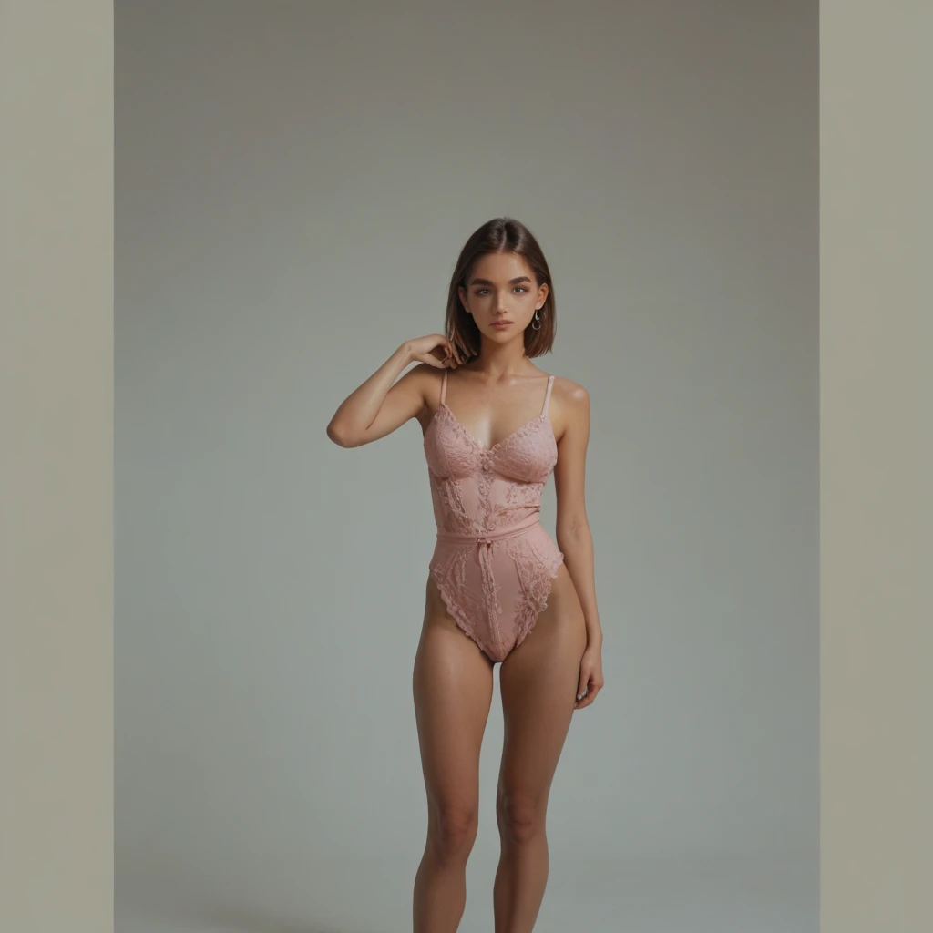 (1 lady), (Best quality at best:1.4), (ultra - detailed), (extremely detailed CG unified 16k), A Beautiful Woman with Perfect Figure: 1.4, Sharp Focus: 1.2, very detailed, High-definition RAW color photo, professional photoshooting, amazing face and eyes, cosmetics, (amazingly beautiful girl), ((lambdadelta)), ((pink and white lingerie set, pink and white striped stockings, pink hat, uncovered abdomen)), standing, sexyposture,(Stylish urban landscape, day light), (look from down), realistic cinematic face, head to feet long wide zoomed out view, full body long view, photorealistic, ((realistic natural golden blonde hair style, red eyes, short hair)), gorgeous, extremely beautiful face, perfect model beauty, pout mouth, Highly Detailed Face and Skin Texture, Detailed Eyes, Double Eyelids, Big Breasts, Smile, cleavages, western, (masterpiece), best quality, high resolution, extremely detailed, blurred background, depth of field, cinematic lighting, amazing legs, high heels, clear and well-cared skin, athletic, (big proportions body, a bit fat), looking at viewer, from behind, (perfect ass)
