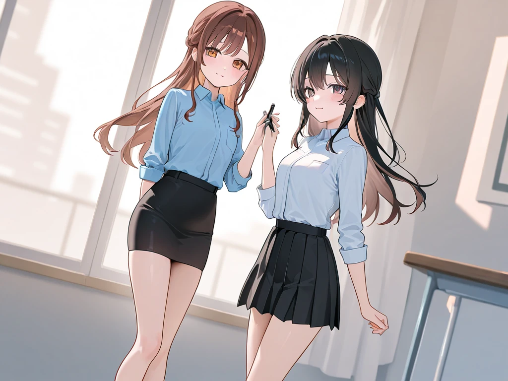 chitosenishina, chitose nishina, long hair, brown hair, (green eyes:1.3), bangs, blunt bangs, smile,
BREAK skirt, thighhighs, navel, cleavage, , pleated skirt, hairband, shoes, serafuku, black thighhighs, black skirt, zettai ryouiki, neckerchief,
BREAK indoors, classroom,
BREAK looking at viewer, (cowboy shot:1.5),
BREAK (masterpiece:1.2), best quality, high resolution, unity 8k wallpaper, (illustration:0.8), (beautiful detailed eyes:1.6), extremely detailed face, perfect lighting, extremely detailed CG, (perfect hands, perfect ???????),whole body、Front view、Side view、Hairstyle、profile