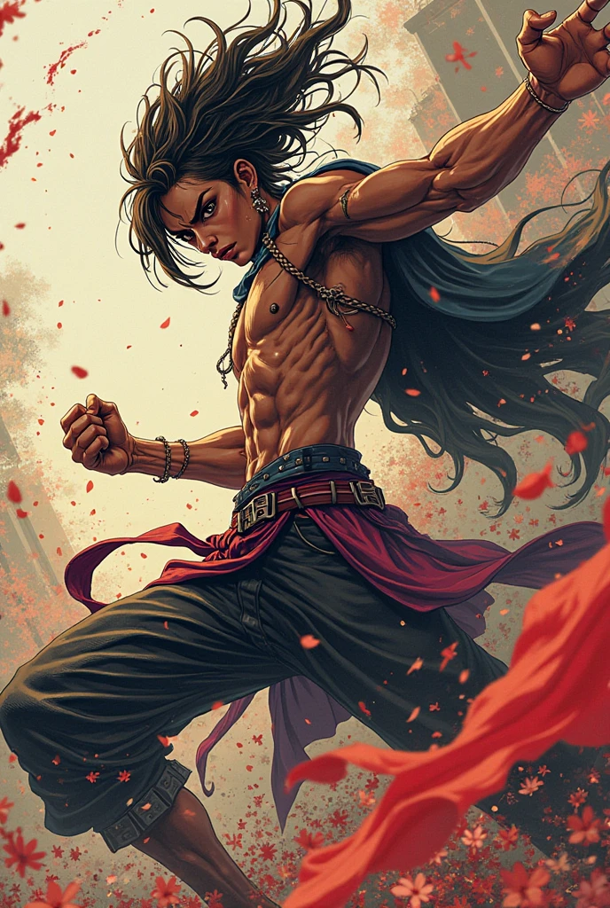 (masterpiece : 1.4), best quality. 

Create a stunning oil painting in the style of Bill Sienkiewicz, depicting Ogun, the powerful warrior deity from Haitian Vodou. Ogun should be portrayed as a fierce and majestic figure, with his muscular form wielding a machete, symbolising his role as a protector and enforcer. The painting should incorporate Sienkiewicz's signature style, using bold, chaotic brushstrokes and vivid colours, especially deep reds, blacks, and metallics, to evoke the intense energy and raw power of Ogun. The background should be an abstract swirl of flames, metal, and smoke, giving the impression of a forge or battlefield, blending realism with expressive abstraction.

 AddXL