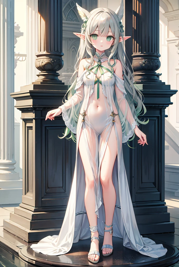 {highest quality:1.2}，{{masterpiece}},(Super detailed:1.2),(Surreal:1.2), Glowing Skin，Hyper HD，highest quality，(Very slimで骨ばったウエスト:1.1),The ribs are very prominent，The hip bones are very prominent，The pelvis is very prominent，The abdomen is extremely sunken，Severely malnourished abdomen，(Very thin and slender figure:1.27),(The legs are very thin and slender:1.2)，Extremely accurate hand structure，Ultimate hand detailing，(Very slim:1.2)，(Very thin:1.17),Very bony，The only person,(very small body:1.2),Nahidaf，Upper Body、Completely naked、Long droopy breasts