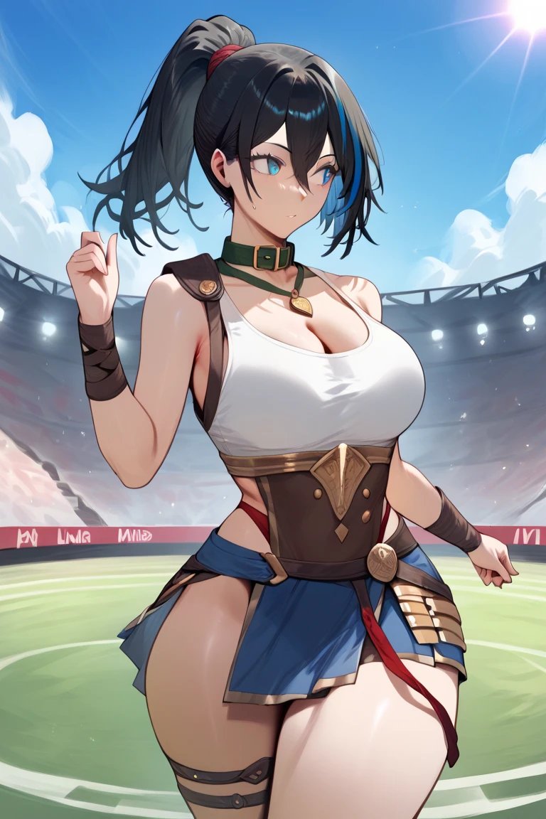 (((masterpiece))), ((highest quality)), (Very detailed), ((High resolution)), ((8k)), ((Anatomically correct)), One Girl, Baby Face, (Big Breasts), Brunette color hair, Double up braid, Long Hair, Long-haired and short-haired, Letting down your bangs, Very cute woman, delicate, Charming smile, Emerald Eyes, Best moment, Beautiful Skin, delicateな腕, Detailed skin texture, Intricate details, Very detailedな顔, Beautiful curves, Beautiful thighs, Sweating, View your viewers, A big smile, ((Cheerleader Outfits)), Schoolyard, (Have a cheerleader pom-pom), Beautiful standing posture, Model standing, See the whole picture, （red shirt and white miniskirt), 