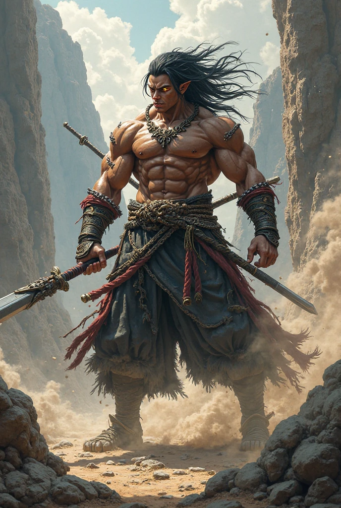 Swordsman Flexing Arms Sword in hand