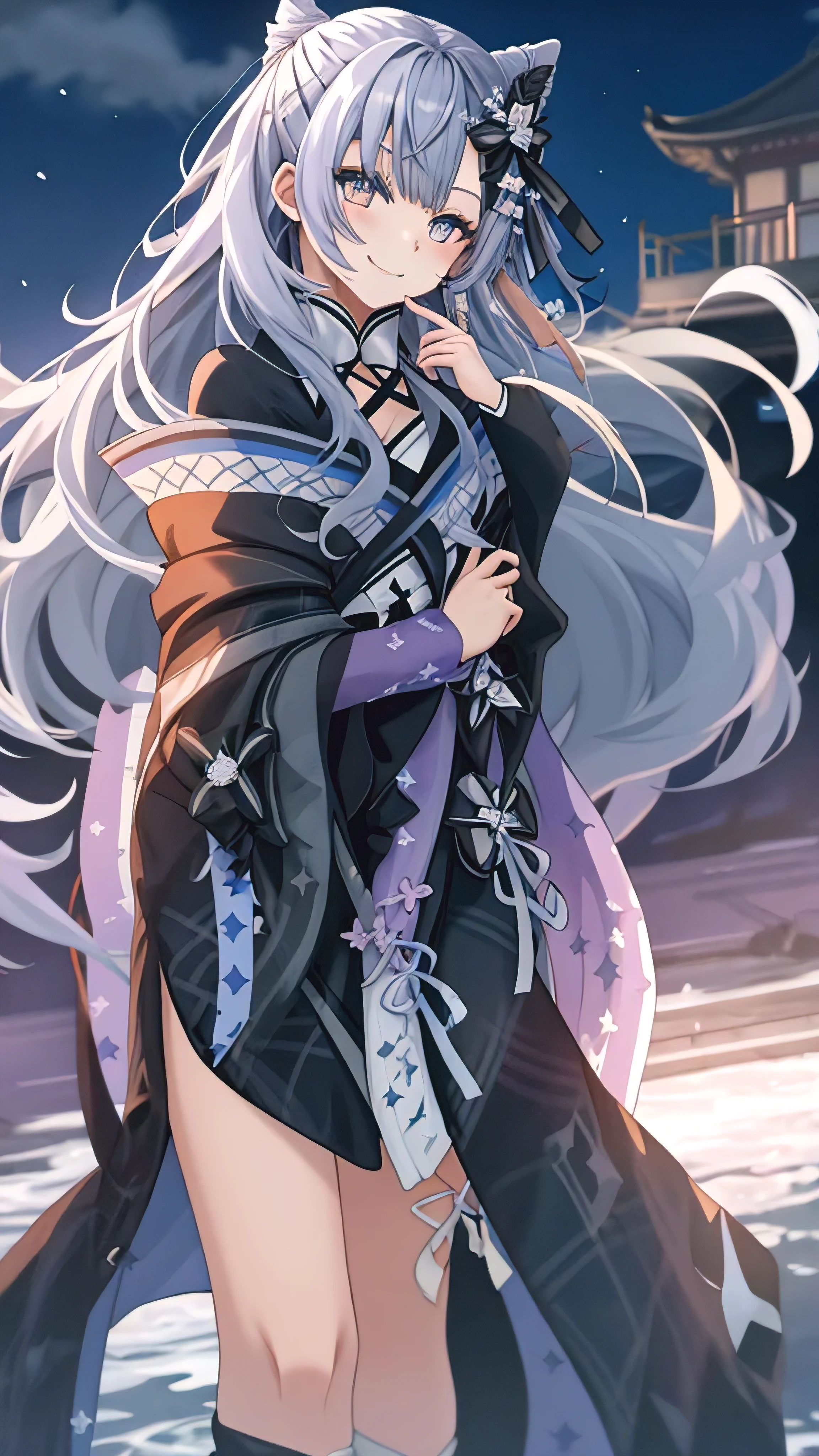 Sigrid, also known as "Divinity," possesses a captivating appearance that exudes an otherworldly aura. As a young male humanoid, Sigrid stands at a height of 5 foot 8, with a slender and delicate frame. His ethereal presence is further enhanced by his striking features - white hair cascading down like a waterfall and piercing blue eyes that seem to hold the secrets of the universe. Draped gracefully over Sigrid's slender form is a long overcoat, its dark blue hue contrasting against his pale complexion. The overcoat gracefully extends below their knees, its fabric adorned with intricate patterns that seem to dance and intertwine with each other. It is a testament to the artistry and craftsmanship that went into its creation. Beneath the overcoat, a dark gray shirt peeks through, bearing a bold symbol at its center - a large X. This X, a striking juxtaposition of red and purple, serves as a visual representation of the duality that resides within Sigrid. It is a symbol that hints at the enigmatic nature of his being. Sigrid's attire continues with pants that elegantly taper down to their ankles, allowing for freedom of movement. Completing his ensemble are a pair of boots, sturdy yet stylish, providing a solid foundation for each step he will take. Upon closer inspection, one would notice the presence of four bands adorning Sigrid's jacket. Two bands encircle each arm, while the other two wrap around the area where his rib cage would be located. These bands, a shade of dark gray, serve as a subtle accent to his overall attire. Delicately patterned Xs adorn the bands, positioned at four even angles, with a single line traversing through all of them. It is a meticulous detail that adds a touch of mystique to Sigrid's ensemble. Sigrid, known as "Divinity," is a vision of elegance and intrigue. His appearance, from the flowing white hair to the intricate patterns on their attire, is a testament to his unique and captivating nature
