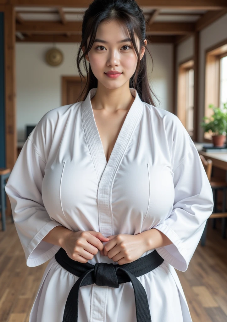 ((Highest quality、8k、masterpiece:1.3))、Sharp focus:1.2、Woman with muscular body:1.4、Colored eyes、((Sunburnした肌:1.5))、((Ash color hair:1.15))、((Silver Hair:1.2))、((Colorful Hair))、((Highlight Color:1.15))、((Twist perm))、Wild hairstyles、judo選手、Keep your arms down、Slim abdomen:1.2、((Huge boobs:1.2))、Wet body:1.1、HVery detailed facial and skin texture、  Detailed eyes、double eyelid、Sunburnした肌、Sunburn、Sweatで濡れた肌、One girl, Intricate details, Cinematic feel, 8k, Very detailed、(Realistic、Photorealistic:1.37)、Ultra-detailed、Highest quality、Realistic、Very delicate and beautiful、RAW Photos、((Professional Lighting))、Facial lighting、Depth of written boundary、Prime length、((judo))、((Wearing a judogi))、((HVery detailed judo obi))、((Brazilian Jiu Jitsu Belt))、(Wearing the official judo uniform)、((Long sleeve))、((Wear a T-shirt))、(Muscular and healthy)、Small Head、expensive、((Beautiful Eyes))、A vivid face、True Face、 Beautiful Eyes、(Fashionable hairstyles:1.35)、Audience、((A cheerful Japanese woman))、Desporti Smile:1.15)、(Mouth closed)、美しくてBeautiful Eyes、(dojo:1.3)、Healthy Body、Dark Skin、(judo hall)、judoの技をかけている、Sweat、The chest is exposed
