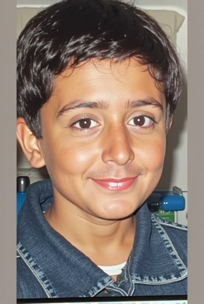 There's a boy in glasses and a red shirt, Riyahd Cassiem, foto de perfil, Reyyan, Mohamed Chahin, Vastayan, foto de perfil 1024px, muito ligeiramente sorridente, Where is the, sorriso inocente, imagem de qualidade muito baixa, com um lindo sorriso, imagem do avatar, uma imagem, cabrito, with a happy expression