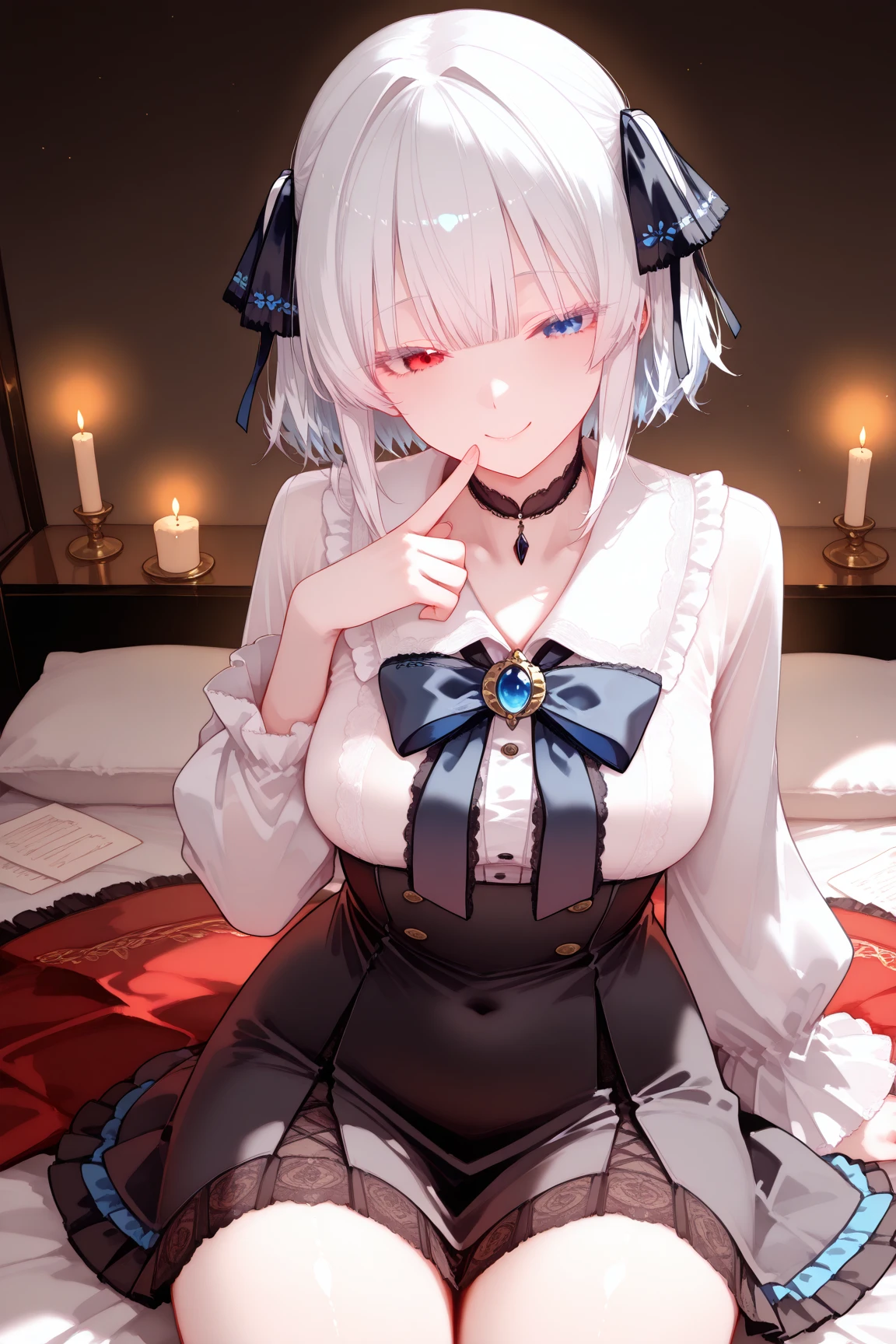 Nier Automata, 2B, Milf, White Hair, Short Hair, Sexy, Submission, Dress, Dark Romantic, Night, Dinner, Candles, High Details, Ultra HD, 4K