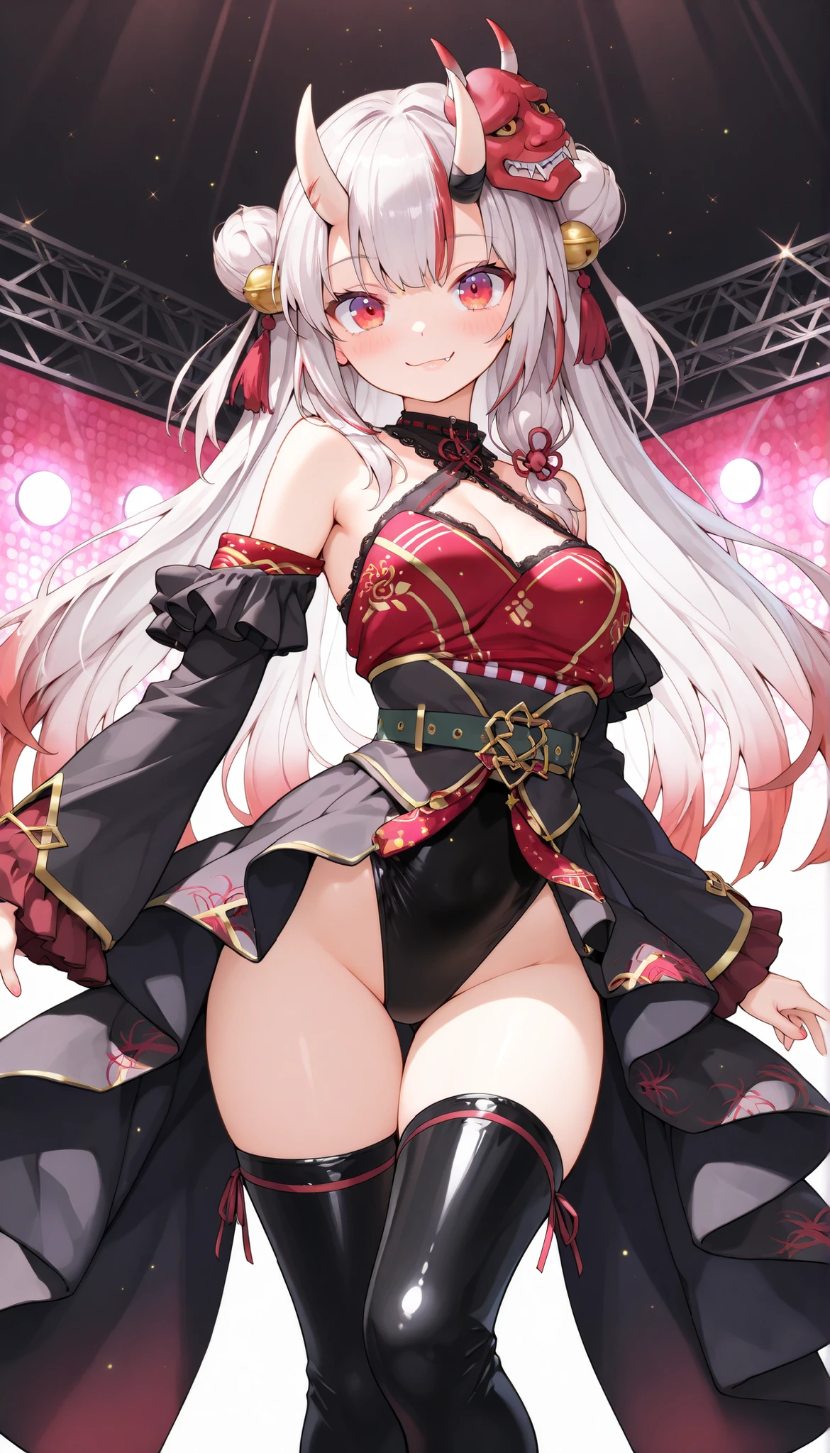 ((best quality)), ((masterpiece)), (detailed), (character focus、Breast Focus,whole body), Anime 2D Rendering, Realistic young anime women, Five fingers, Perfect face, Beautiful details, 1 girl, dissimilation, Tattoo, double, High Leg Raise, corruption, Heart-shaped pupils, Heart, Symbol-shaped pupil, blush, open mouth, pubic Tattoo, Focus only, collar, co在ered nipples, Smile,Jewelry, Magical girl, Dark Man, earrings， eternal, Long hair, Large Breasts, Comfort_thigh, Black over-the-knee stockings, 国家反corruption局,((best quality)), ((masterpiece)), (detailed), (character focus、Breast Focus,whole body), Realistic young anime women, Five fingers, Perfect face, Beautiful details, Beautiful Body, Beautiful breasts, Beautiful thigh, (Large Breasts)、(Long hair)、((Grin))、She turned her face and body toward the audience，美丽的脸庞和迷人的Smile，eternal、(masterpiece, best quality:1.2),  National Anti-Corruption Bureau, Wrong Smile, Long hair, Rabbit ears, Bunny Girl, Long hair, Glowing Eye, Transparent black leather jacket，Short Mini Dress，(Ilyasviel von Einzbern),Red_Eye,Pink Hair,(French Braid)，Bronze skin，
