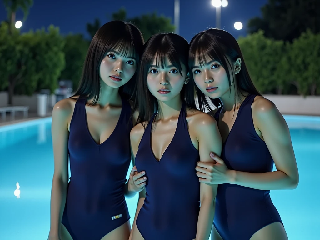 ((ExtremelyDetailed (12 PUNIPUNI KAWAII Girls in a row:1.37) in WHITE at Dusk Enoshima Beach)), (masterpiece 8K TopQuality) (ProfessionalPhoto:1.37), {(Standing Full Body:1.2)|(from below:1.2)}, Different types of hair colors, {Tight(skinny(SchoolSwimwear))[Ass visible through thighs]|SchoolUniform[with Thongs]}, {Detailed BabyLike hand|Hidden hand|ArmpitPeek|DAKINAKURA|Different types of breasts of various sizes|(Clearly Visible the shape of Butt)}, Joyful Expressions LifeLike Rendering, PerfectLighting, Dazzling RainbowColorHorizon, (IridescentParticles:1.32) starry stars