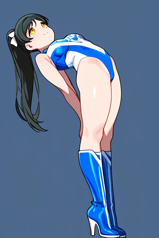 ultra-detailed, Explicit, Beautiful body, Beautiful Nose, Beautiful character design, perfect eyes, perfect face, ultra highres, 4K, beautiful legs, perfect legs, Nice hands, Perfect hand, Masterpiece, Best Quality, Highly detailed, illustration, absurdres, street fighter, doll suit, shadaloo doll, dollsuit, expressionless, blank eyes, looking at viewer, red gloves, emotionless, black latex, corrution, mind control, female combatant, full body, hypnotized, unhappy trance, full body suit, ribbed bodysuit, both arms at side, obey, perfect female body, extremely glossy latex, hypnosis, hypnoLora, empty eyes, Mind control device, poses, submissive_pose, Slave, hat, necktie, stand up straight, standing, standing at attention, hat, necktie, belt, latex, ribbed bodysuit, thighhighs, garter belt, Fighting Stance, extending the right arm from the shoulder into the air with a straightened hand, nazi saluting, military, military saluting, salute, thigh boots, 1girl, Blue reflection, blue eyes, kasuga shiho, black hair, long hair, asanagi style
