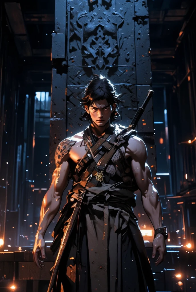Top quality, Photorealistic, 8K, High Definition, Unity 8K wallpaper, high res, ultra sharp, masterpiece, ((masterpiece)), best quality, expressive eyes, perfect face, Super eyes, masterpiece, highly detailed exquisite character art, epic fantasy digital art style, detailed digital 3D fantasy art, ultra-realistic, 2males, gay couple, muscular male, pecs, male tanned skin, male dark complexion, corrupted, mind-control, love-eyes, hypnotized eyes, chained collar, dog collar, flushed face, extreme blushing, male slave, detailed pecs, detailed arms, detailed abs, strong jawline, extreme sweaty, extremely wet, in a jail cell, drooling, gay couple domination, dirty, messy,