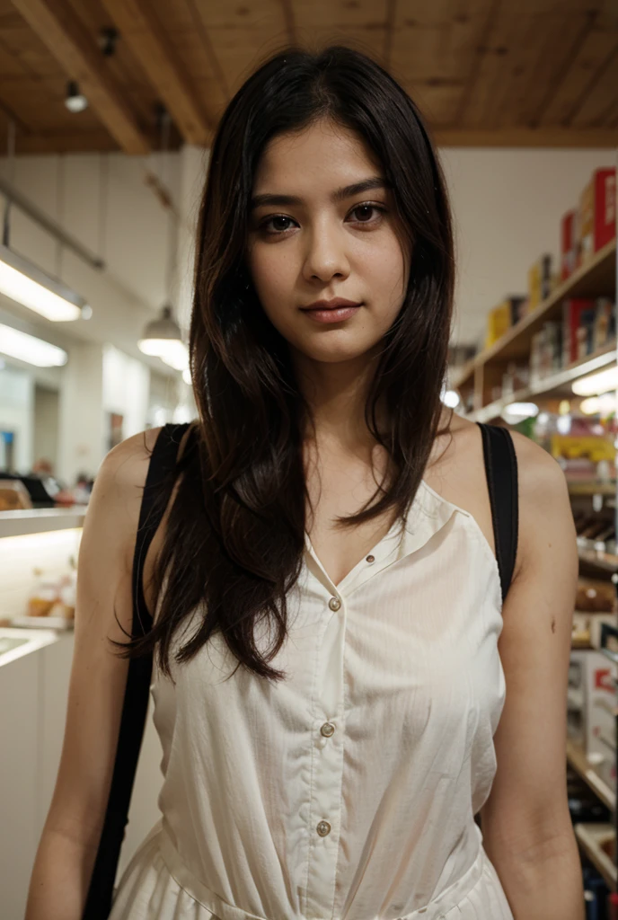 Asiatique, brune, 25 ans, regarde timide, yeux ???? hyperrealiste, a l'exterieur, selfie, lumineux, full hd regard coquin 