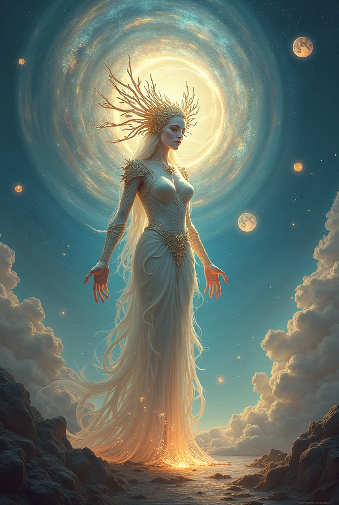 Imagine The Devine Universal Mother, The maternal Cosmic Power, The Supreme Radiant Power, Shakti. Hd, High detail, High contrast, High texture, Hyper realistic, Cinematic
