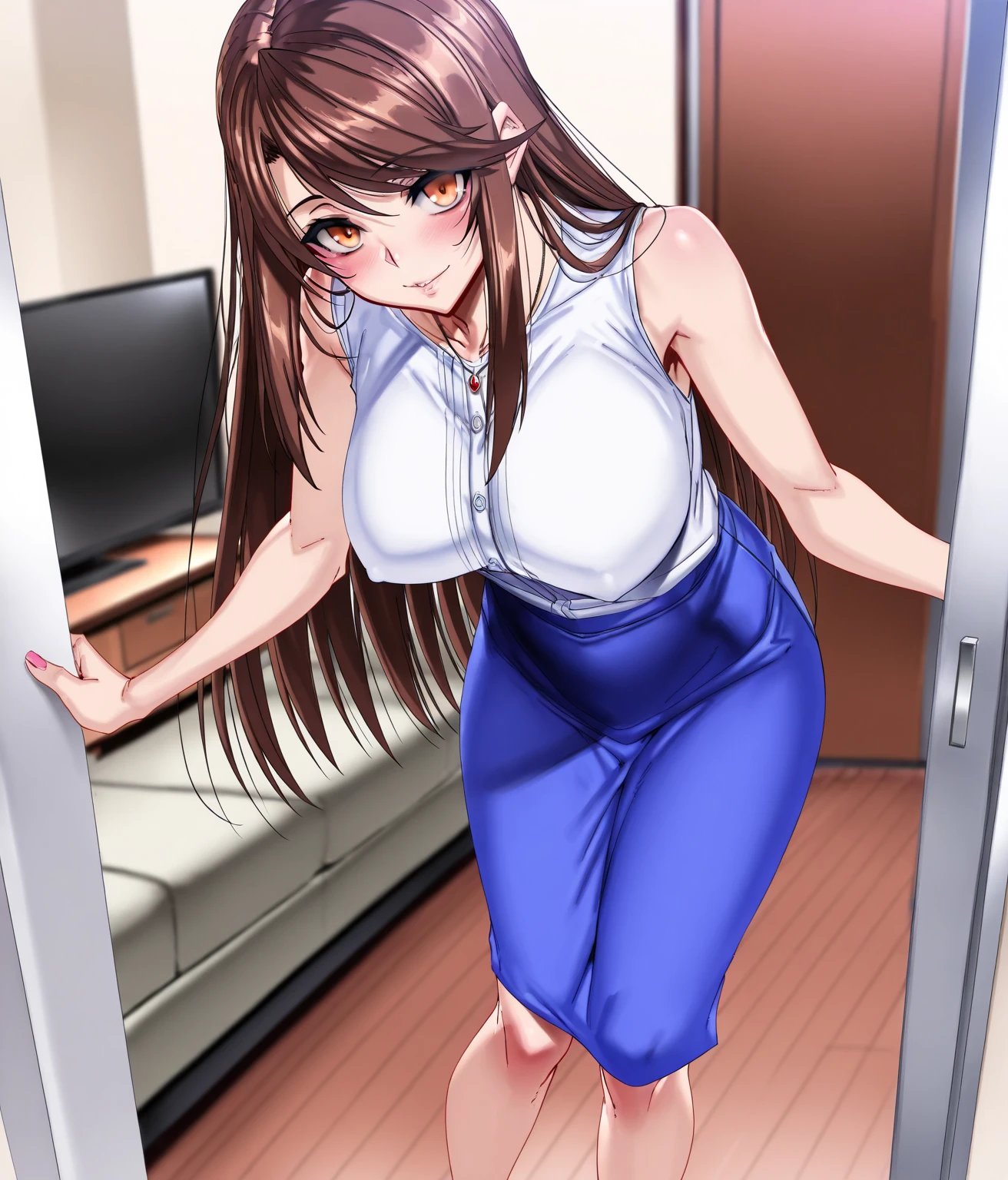 ((highest quality, 8K, masterpiece: 1.3)), Ultra-realistic, Japanese women, 20-year-old, 1 girl, (Hairstyle Long Hair, big: 1.2), , Delicate eyes, double eyelid, smile, Home, RAW Photos、Nipples、Beautiful breasts、Browsing Caution、Nipples fully exposed、whole body、Front view、、Nipples、Beautiful breasts、Browsing Caution、topless、no good、Nipples fully exposed、White string panties、panty flashing、sexly、naked、All naked、((Fair skin))、Baby Face、stockings,(Shiny Pantyhose:1.2)、Crouch down、M-shaped legs、Crouching posture、Hold the legs、White ribbon