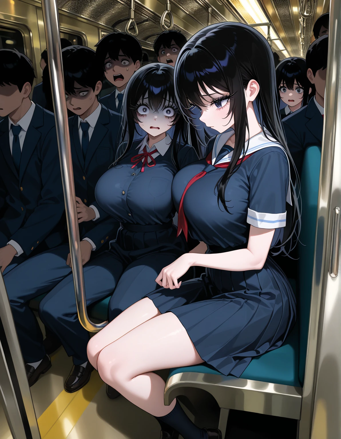 zPDXL2, Score_9_up,Score_8_up,Score_7_up,raw,photo,8K, Expressiveh,source_cartoon, source_anime,High Quality V2,XXX Rating,Photo Real,masterpiece,(vivid color:1.2),eyes focus,BREAK,Unbeatable masterpiece, Ultra photo realsisim, official art, official style, game cg, megami magazine,Perfect artwork, Intricate details, Best quality, Strong light,High contrast, (Masterpiece , Best quality:1.2) , (ultradetailed) ,(eyes focus:1.4)
overwatch,aax
BREAK,
1girl,(1man,asian),(Chinese:0.8)(Japanese:1.5)Deep Brown eyes,
((Deep Black hair)), (long hair, straight hair ), Penis,(Blowjob,Deep Throat):1.5,(cum,cum face:1.2)
BREAK,
(School uniform,deep blue blazer, deep red ribbon) (open clothes:1.3),(medium Breast:1.6),nose blush,(bashfull:1.2), (looking up:1.2),droopy eyes,drooling,drop breast
BREAK,
(1Men in clothed:1.5,clothed)
BREAK,
(TOILET:1.2) scenery, (sitting Chair:1.2),
(aqua color Tile walls:1.1) (very small window:1.2, Tree:0.8) aqua blinds