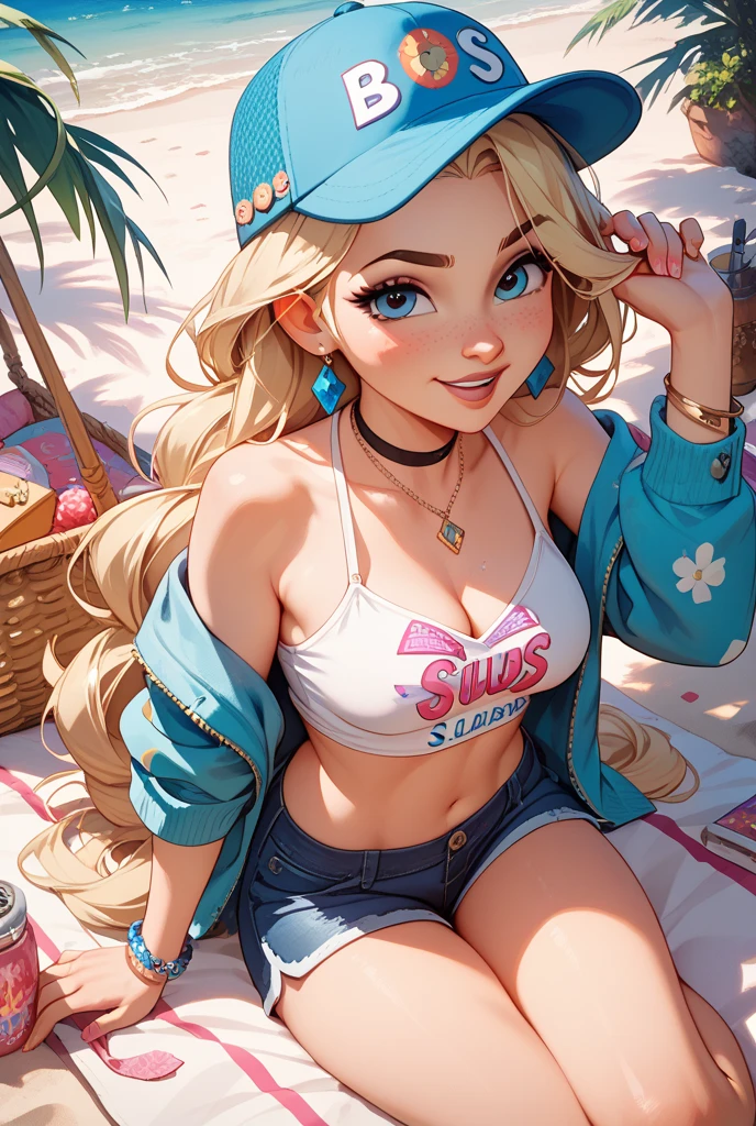 Cowboy Shot,beautiful and detailed illustration,pop art,masterpiece, best quality, ultra-detailed,soft lighting,<lyco:GoodHands-beta2:1>, <lora:add_detail:0.3> , 1girl, Fuzzy earmuffs, fluffy scarf, Femme fatale, Average Height, Thin, Oval Face, Tan Skin, Blonde Hair, turquoise Eyes, [[Curved Nose]], Thick Lips, Round Chin, Long Hair, Thick Hair, Curled Bob, round breasts, Clip-on earrings, coral metallic lipstick, Writing in a journal , arms behind back , outdoors , hotify, prettyeyes,