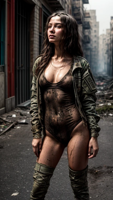 ((masterpiece, best quality)), In the classroom，Real women，Woman in nurse's uniform , Perfect body，Cleavage，Long legs，Full body portrait，Rescuing the wounded in the ruins