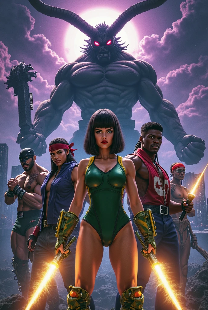 8k full body of powerpuff girl (white skin:1.1), blossom, 1girl, 1boy, athletic green skin man, (standing:1.2), [green:man:10,20], (large pectorials:1.2), (blackblue hair:1.4), center, masculine male face, green man stands in Front of blossom ((digital world details)), woman’s face near man’s crotch, redhead female, (long hair:1.6), (large breasts:1.3), (squats:1.1) woman squats seductive, squats in front of man, watches man, ((back view)), beautiful woman background, blossom wears red skirt, black corset, villain man wears supervillain armor, highly detailed, people watching the couple in the background, majestic, digital art, art by artgerm and ruan jia and greg rutkowski, (masterpiece, sidelighting, finely detailed beautiful eyes: 1.2)