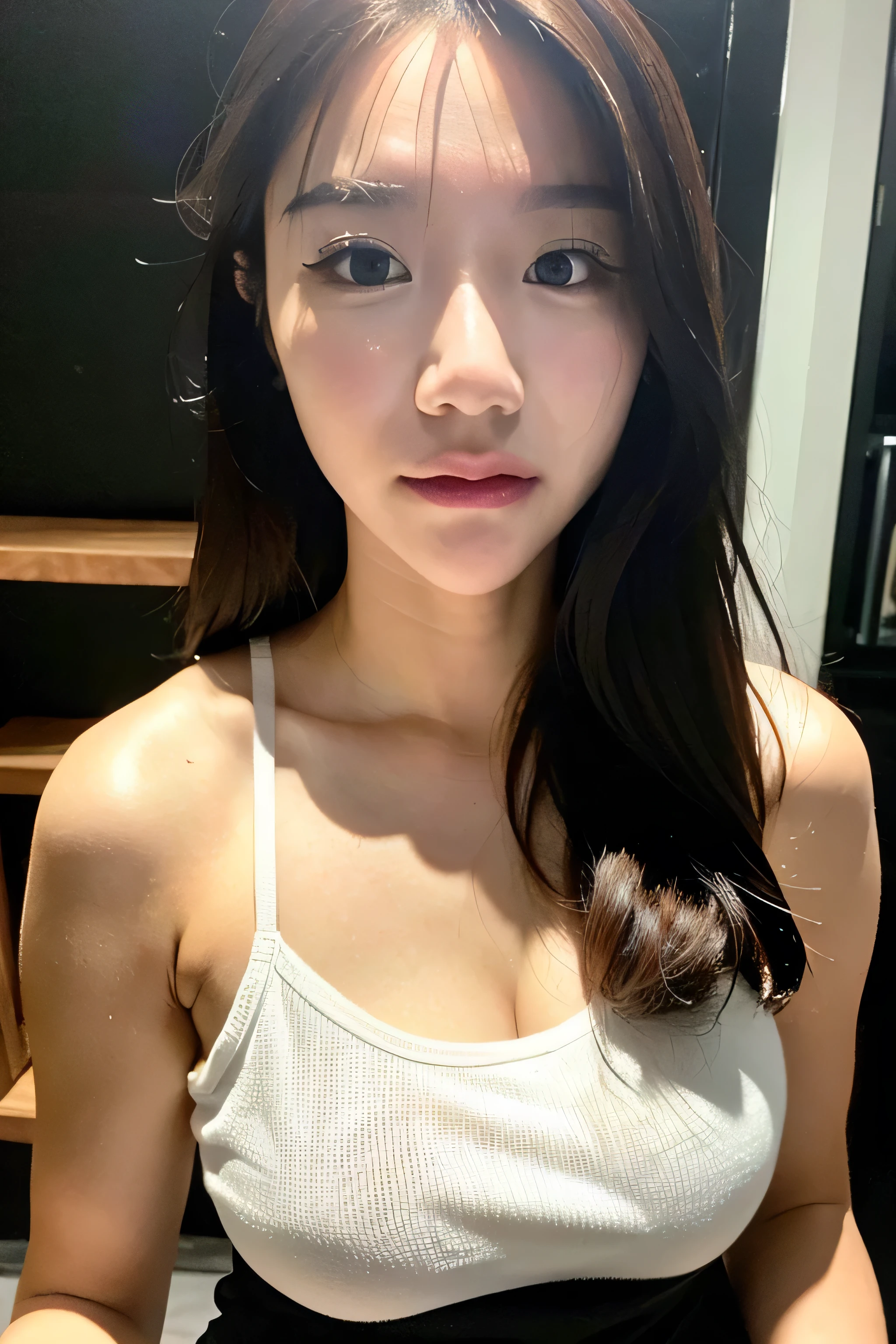 Liu Yifei, ((Best Quality, 8K, Masterpiece: 1.3)), 1girl, slender beauty: 1.3, (casual hairstyle, big breasts: 1.9), dress: 1.1, nudity,, underwear, super fine face, delicate eyes, double eyelids, home, sticking out tongue, blushing, crazy, open mouth, tongue, drooling