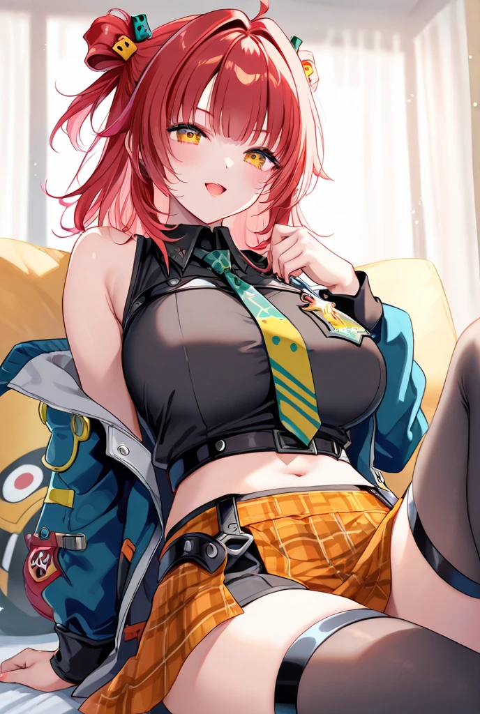 best quality,4k,8k,highres,masterpiece:1.2),ultra-detailed, extremely detailed eyes, extremely detailed body, (large masterpiece digital art), (detailed manga illustration), (detailed line art), ((perfect anatomy)), (intricate details:1.3), (ultra-detailed:1.3), (illustration:1.3), (sharp focus:1.3), (natural lighting:1.05), (vivid colors:1.3), (masterpiece), (best quality:1.4), (perfect anatomy:1.4), high quality, expressive eyes, full body, detailed face, beautiful face, perfect face, 1 girl, breasts, cleavage, gloves, large breasts, ultramarine jacket, very long hair, thigh length hair, ({dark skin}), dark-skinned female, detailed ((red hair)), messy hair, green eyes, gloves, jacket, hourglass physique, casual outfit, denim shorts, sneakers, graphic t-shirt, dynamic lighting, cityscape background curvy, Atey Ghailan, Jeremy Mann, Greg Manchess, Antonio Moro, trend in ArtStation, trend in CGSociety, Intricate, High Detail, Sharp focus, dramatic and photorealistic painting art by Midjourney and Greg Rutkowski, Jeff Bridges, ((cartoon style)), Marvel Cinematic Universe style, (((Boston in the background))), soft bokeh of Boston