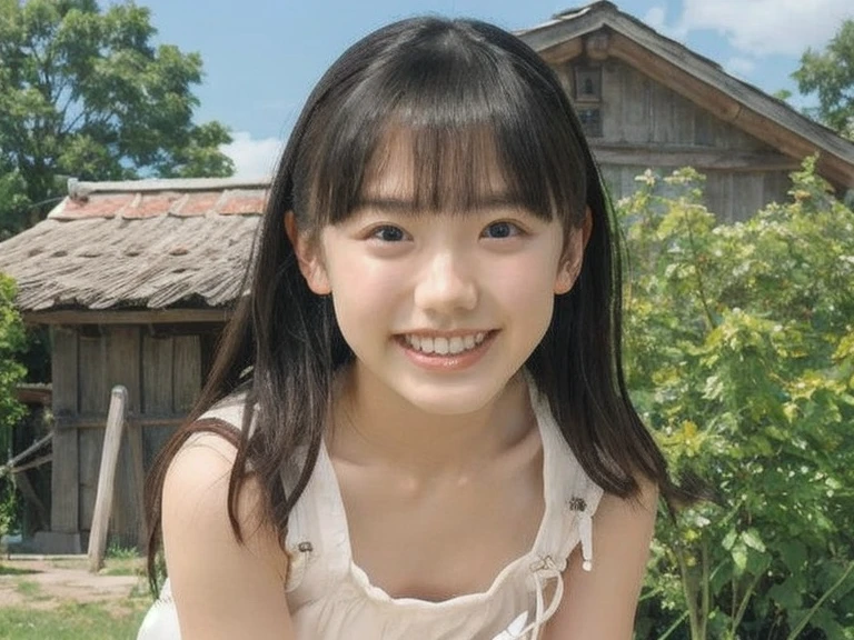 hight resolution、high-level image quality、in 8K、Real live-action、Raw photography、top-quality、masterpiece、超A high resolution、Raw photo、ren、Beautiful fece、masutepiece、((Obscene content))、For adults、charm of 、absurderes、((((Japan elementary school students))))、Japan Girl、((8years old))、((with round face))、((Tanuki face))、((Cute little face))、(((((A smile)))))、de pele branca、((chubby figure))、小柄、Juvenile physique、Smaller chest、kne、 thighs thighs thighs thighs、shorten the neck a little、(Anatomically correct)、独奏、fullllbody、Very nice、(((Children's Clothing:1.0) ))、 ((Pubic area))、(Mansuji)、((White panty))、Are sleeping、(Photorealsitic:1.37)、Photon mapping、Realistic、Radio City、Physically Based Rendering、depth of field rally background、a picture、(((a junior idol in Japan)))、Sparkling eyes、shiny lip、too bright natural light、The Bright Sun、Too bright sunlight、(((((8years old)))))、(((Pubic area)))、(Mansuji)、Children's Clothing, Children's Clothing、Open your legs、Open your crotch、Only one person,Alone, (((White tank top))),(Long white silk camisole)、(Slimed、small tit、flat boobs、small tit)、(((The background is a sunflower field)))、Wear a white top,Short hairstyles、Short-cut hair
