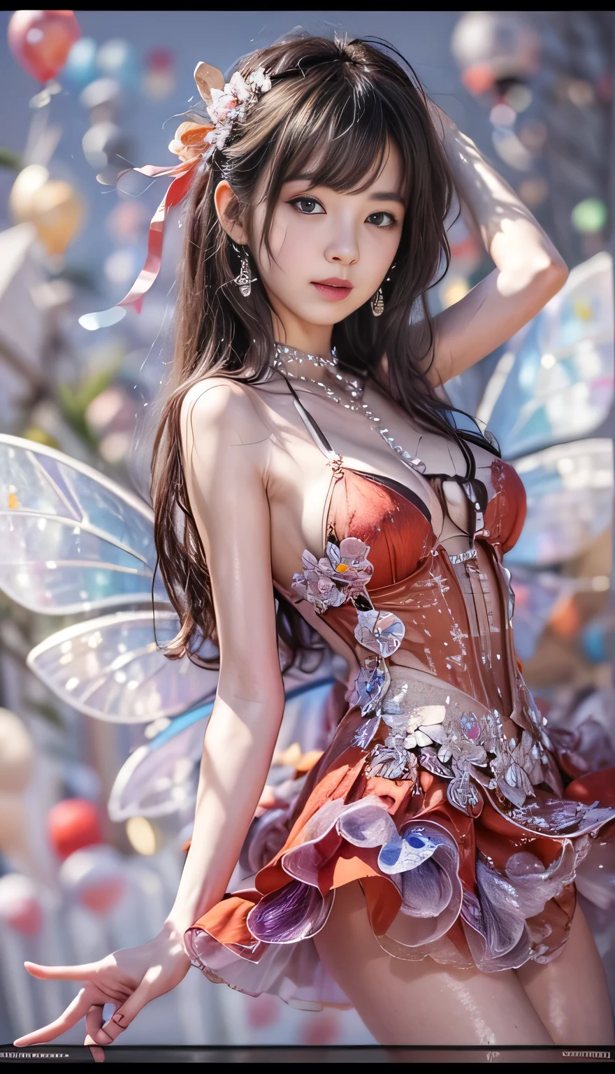 ((masterpiece)、(top-quality)、(reallistic))、shackle:1.4、beautiful a girl:1.4、ratex、Ultra Ultra Bikini、Fantastic mythological landscape、red-lips、Red high heels、a choker、a necklace、耳Nipple Ring、