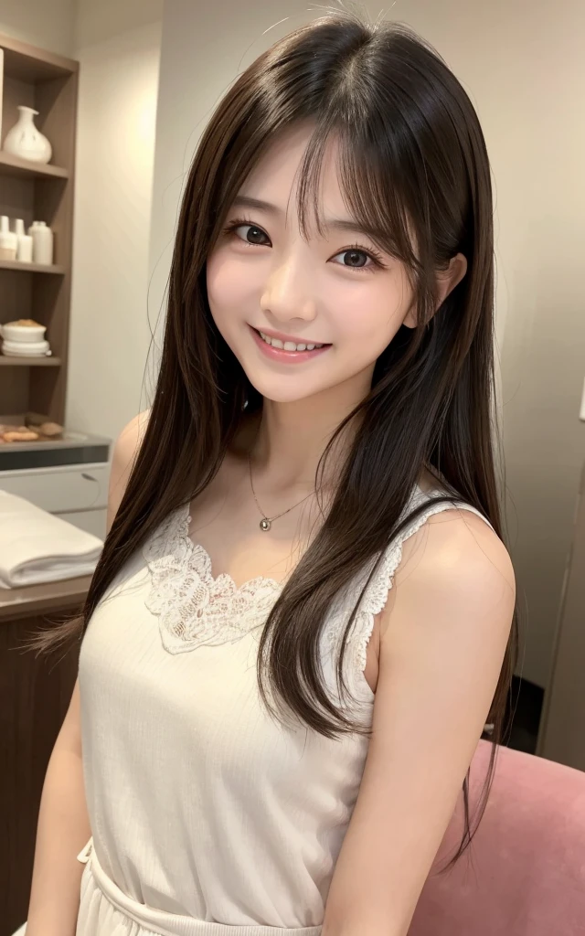 (masterpiece:1.2), (a Japanese girl like a beautiful model), (((18 years old))), bathroom, light-brown hair,