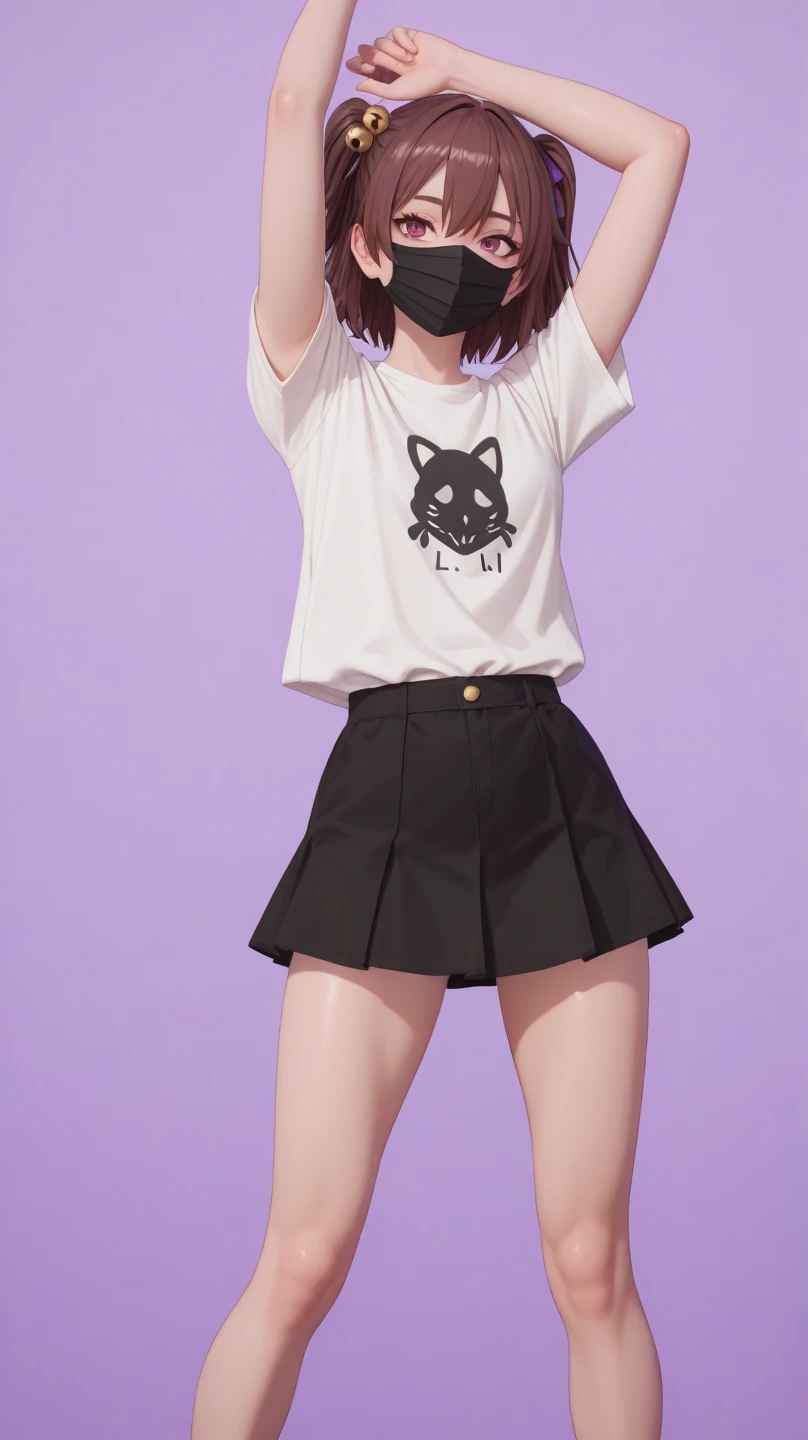 ((Best-quality), (Masterpiece), (Ultra-High-Resolution), (Photorealistic:1.4), (Raw Photo)), (extremely-details), (perfect-anatomy), 1girl, the most famous Japanese idol, ((wearing tightly T-shirt on upper body and pleated skirt with knee-length on lower body):1.2), ((upturned ass that wearing white panties with cute-design):0.8), extremely beautiful thighs, extremely beautiful ass that wearing white panties with cute-design, ((extremely beautiful hair, ((extremely beautiful big-black-eyes)), ((extremely cute face like the most popular Japanese idol))):1.2), looking at viewer, innocent-smile, dynamic-pose