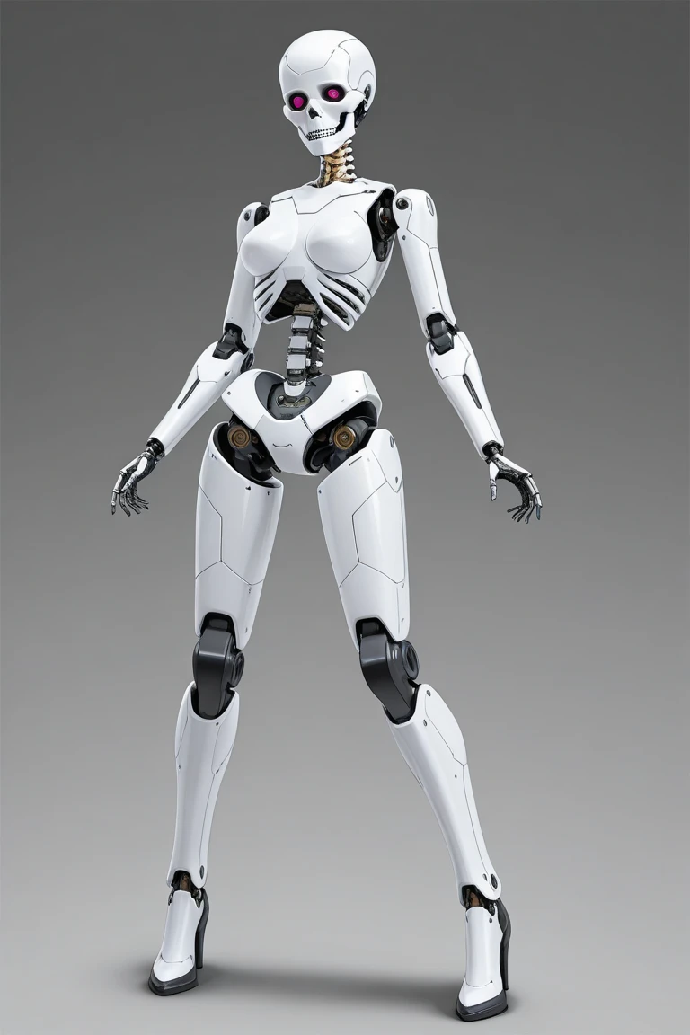 Intricate 3d rendering of beautiful ceramic silhouette highly detailed female robot face, ciborgue, robot parts, 150mm, beautiful studio soft light, Luz de aro, detalhes vibrantes, ciberpunk de luxo, RENDA, surreal, Anatomy Science, facial muscles, fios de cabo, microchip, elegante, fundo bonito, Octane rendering, Estilo HR Giger, 8k, melhor qualidade, obra de arte, illustration, Muito delicado e lindo, muito detalhado, CG, uniforme, papel de parede, (fidelidade, fidelidade: 1.37), incredible, detalhe fino, obra de arte, melhor qualidade, arte oficial, Papel de parede CG Unity 8K muito detalhado, pernas nuas, barefoot, Unbelievably ridiculous, Mulher , Anthropomorphic, retrato de corpo inteiro, standing
