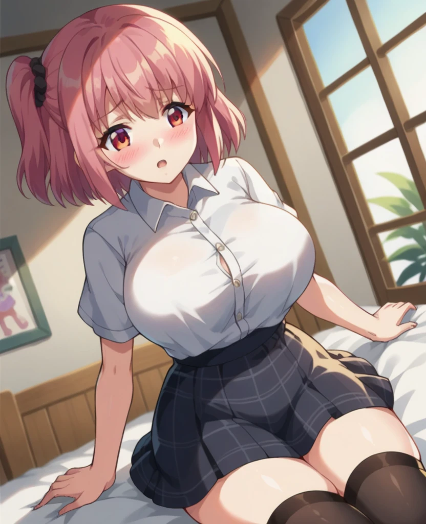A girl masturbating in her gamer chair, pink chair, gamer chair, gamer girl, cute, blonde hair, iwanaga kotoko, short hair, masturbating, touching herself, hands on thighs, sexy, beautiful body, ultra detailed, anime, e-girl, blushing, drooling, embarrassed, pervert, 1girl, solo, 4K, wallpaper, white panties, wet panties, wet body, squirting, cuming, cute dress, erotic, super pervert, orgasm, aheago, screaming, liquid, wet panties, milk, milk on panties,