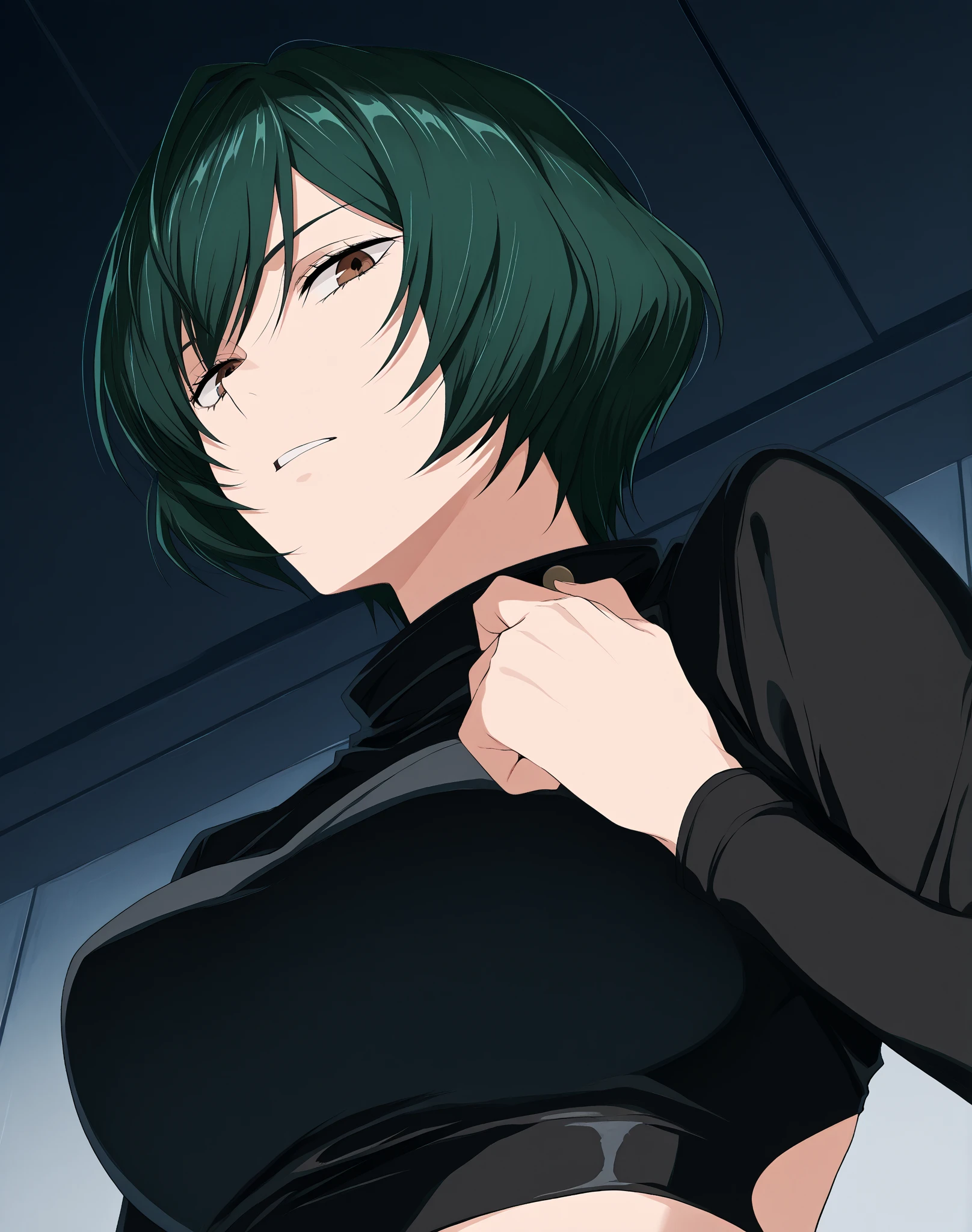 green eyes, (green color hair:1.2),By bang，short hair, 
BREAK (yukata:1.2),
BREAK squatting, spread legs, seductive smile, on stage, flashing lights, hands on hips,
BREAK (masterpiece:1.2), best quality, high resolution, unity 8k wallpaper,NSFW ,(illustration:0.8), (beautiful detailed eyes:1.6), extremely detailed face, perfect lighting, extremely detailed CG, (perfect hands, perfect anatomy),