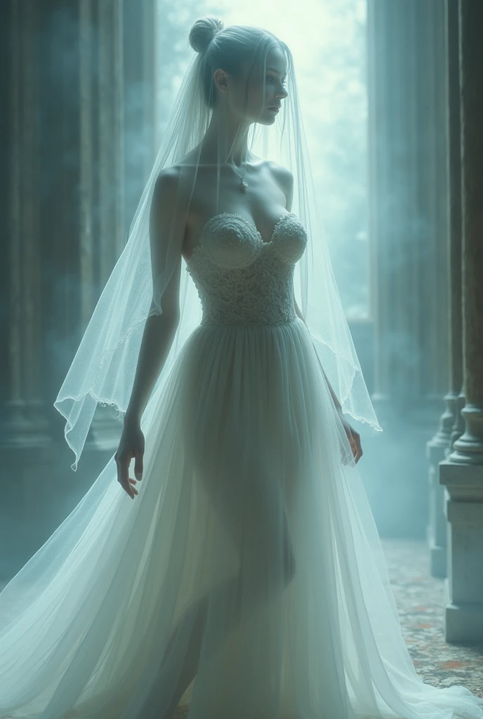 headless ghost woman walking in the room