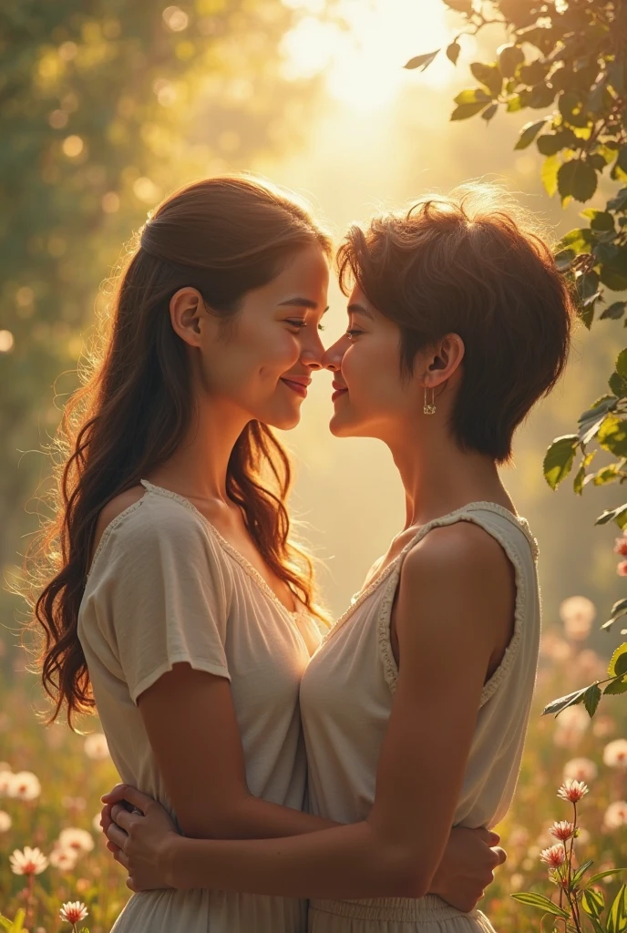 Generates an image of a fat ager kissing another skinny teen
