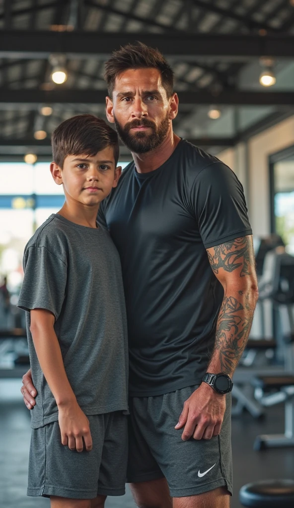 Muscular man with his daughter